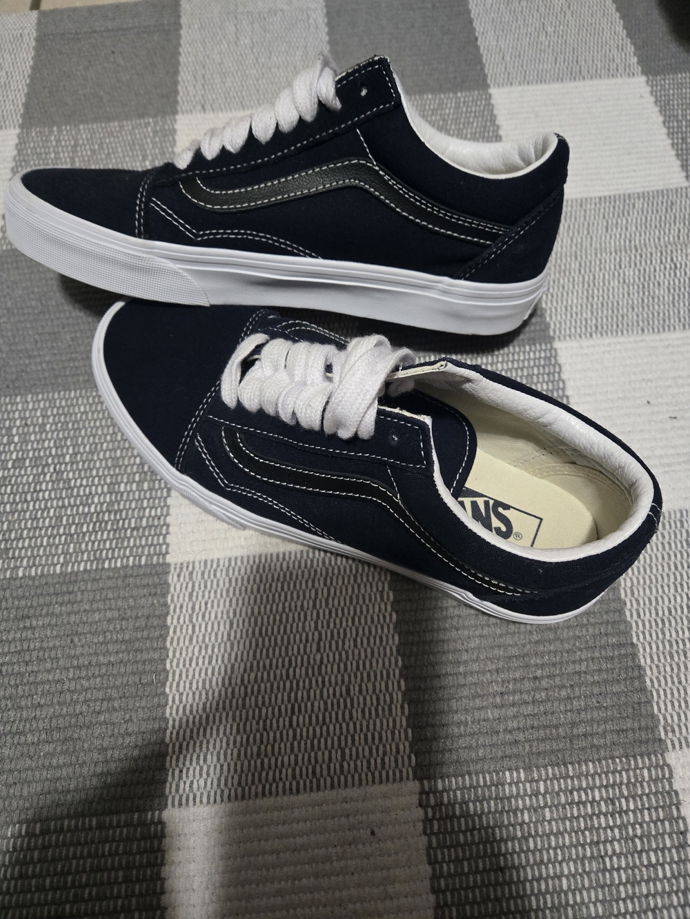 Vans Navy with White Accents & Black Stripe - Women's 8, Men's 6.5